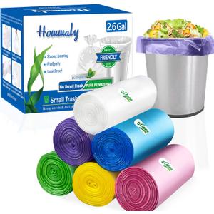 2.6 Gallon Small Trash Bags,Garbage Bag Bin Liners, 10 Liters Bin Bags Wastebasket Bags for home office kitchen Trash Can,Bathroom,Bedroom 300 Counts 6 Color