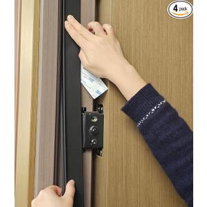 Door Coner Seal, Peel and Stick Weather Stripping Gap Filler for Side of Door Window Jambs, Light Noise Draft Stopper with Self Adhesive, 1.8in(W) × 44in(L), 4 Pack, Black