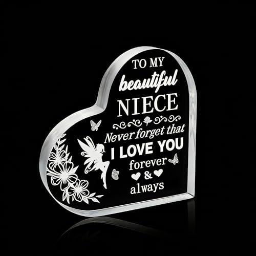 To My Niece Acrylic Keepsake Plaque, Inspirational Gifts from Aunt Uncle, Birthday Christmas Graduation Gifts for Niece, Cute Desk Decor for Nieces, Pack Of 2