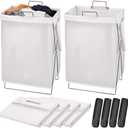 13-Gallon Slim Laundry Hamper Collapsible Clothes Basket for Bedroom, Bathroom, Dorm & Apartment, Foldable Laundry Bin with X-Shaped Steel Support