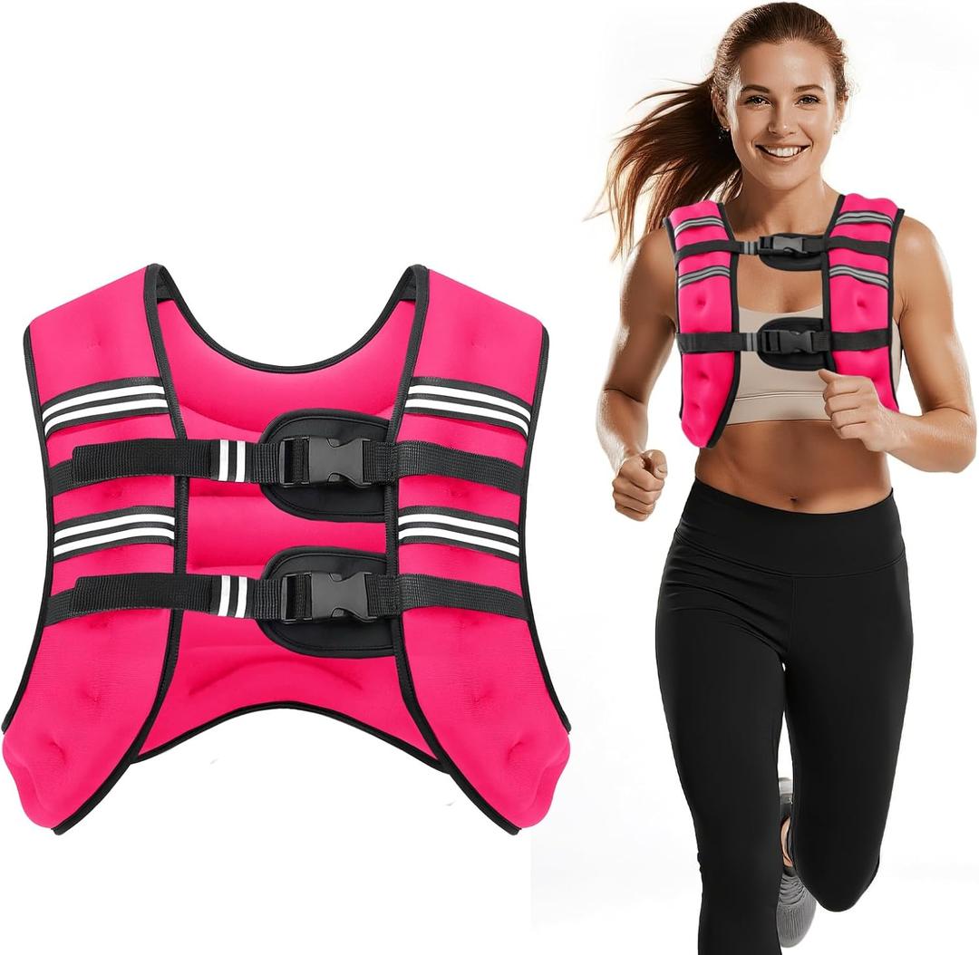 Weighted Vest, 16lb Weight Vest with Two Adjustment Straps for Men Women, Weight Vests with Reflective Stripe for Strength Training, Running, Jogging, Walking