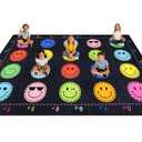 Classroom Rug Elementary,7'6" x 12' Classroom Carpet, Smile Rug-Black