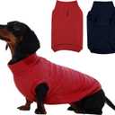 IECOii 2 Pack Dog Sweater Boy Girl - Soft, Dachshund Stretchy Fleece Sweaters with Leash Hole for Fall & Winter, Medium Dogs Coats Ideal for Home, Trips, and Walks (Size L, Blue & Red) (Large(Chest Girth: 16.9"))