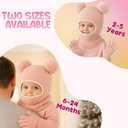 HONGTEYA Toddler Winter Hat Scarf Glove Set, Unisex Baby Kids Velvet Lined Knitted Hat with Neck Warmer for Cold Weather (Pink)