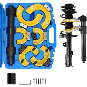 VEVOR Strut Spring Compressor Set, Macpherson Strut Spring Compressor Kit, Interchangeable Fork Strut Coil Extractor Remover Tool, with Yellow Protective Sleeve and Carrying Case (Blue)