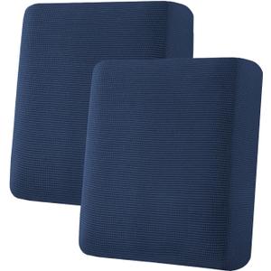 H.VERSAILTEX Super Stretch Individual Seat Sofa Covers Slipcover Sets Thick Jacquard Textured Twill Fabric (2 Piece Medium Sofa Cushion Covers, Navy)