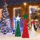 3 Pcs Christmas Tree Porch Signs 36,30,22 Inches Christmas Plastic Board Standing Porch Decor Xmas Welcome Board Signs for Front Door Outdoor Home Yard Standing Holiday Outside Decoration