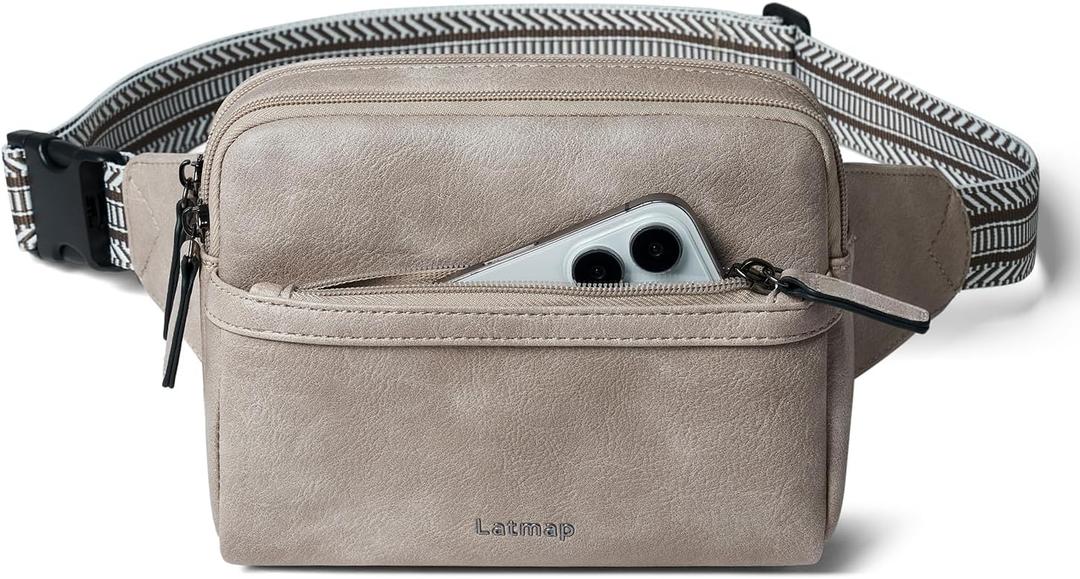3L Fanny Packs Belt Bag for Women Small Everywhere Crossbody Bag Waist Packs Faux Leather Sling Chest Travel Purse (1-Greyish)
