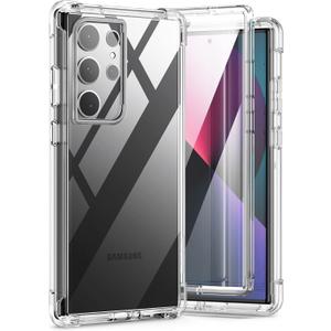 SURITCH for Samsung Galaxy S23 Ultra Clear Case 6.8" (Only), [Built-in Screen Protector] Full Body Protective Hard Shell+Soft TPU Phone Case for Samsung S23 Ultra -(Full Clear)