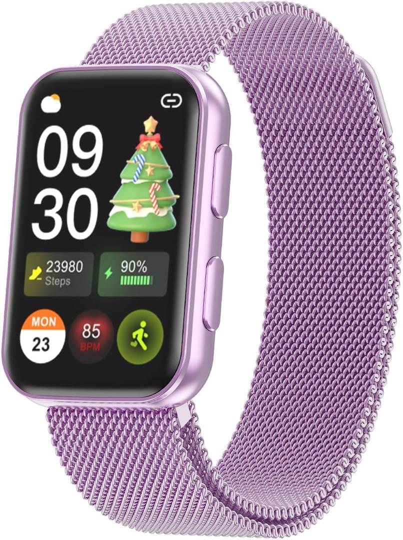 MorePro Health Fitness Tracker with Blood oxy-gen Monitor and 24/7 Heart Rate and Blood Pressure, Sleep Monitor, 120+ Sport Modes Waterproof Fitness Watch for Women Men Android iOS, Orchid Purple