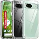Oterkin for Google Pixel 8a Case Clear, [20X Anti-Yellowing] Transparent Pixel 8a Case with [Tempered Glass Screen Protector][Built-in 4 Airbags][10FT Military Shockproof] Pixel 8a Phone Case (Clear)