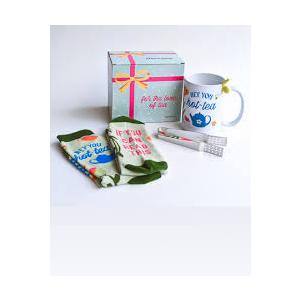 Tea Gift Set - Includes Tea Infuser, Novelty Socks, Ceramic Teacup - 15 oz - Green - Modern - Reusable - Microwave Safe - Christmas, Mother's Day, Birthday Gifts