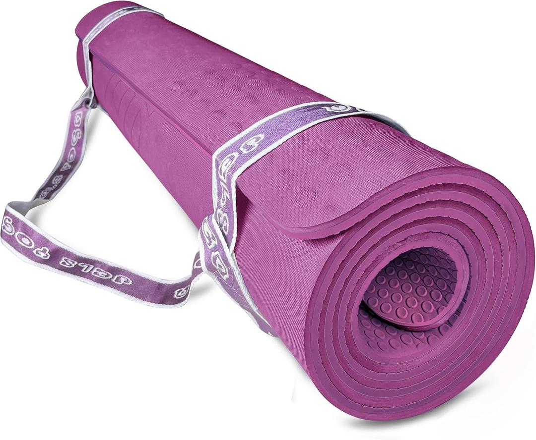 JELS Extra Wide Premium TPE 10MM PRO Yoga Mat - Comfortable & Thick Exercise Mat with Carry Strap, Ideal for Yoga, Pilates, Aerobics, and Live Streaming Workouts (purple(single layer))