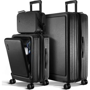 TRAVELARIM Luggage Sets 3 Piece, 20 Inch Carry on Luggage and 28 Inch Suitcases with Wheels Spinner, Durable Hard Shell Suitcase Set, Expandable Travel Suitcase, Black