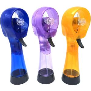 Battery Powered Water Misting Fan Handheld Outdoors Personal Spray Fans - Set of 3 (Blue/Purple/Yellow)