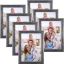 Giftgarden 5x7 Picture Frame Antique Silver 7 Pack, 5” by 7” Distressed Silver Photo Frames Rustic for Wall or Tabletop
