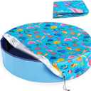 Docuwee Round Dog Pool Cover 63"(5ft), Foldable Kiddie Solar Cover Fit Dog Collapsible Swimming Pool, Pets Kids Bath Tub, AntiUV Dust-proof Safety Pool Covers, Starfish Patterns