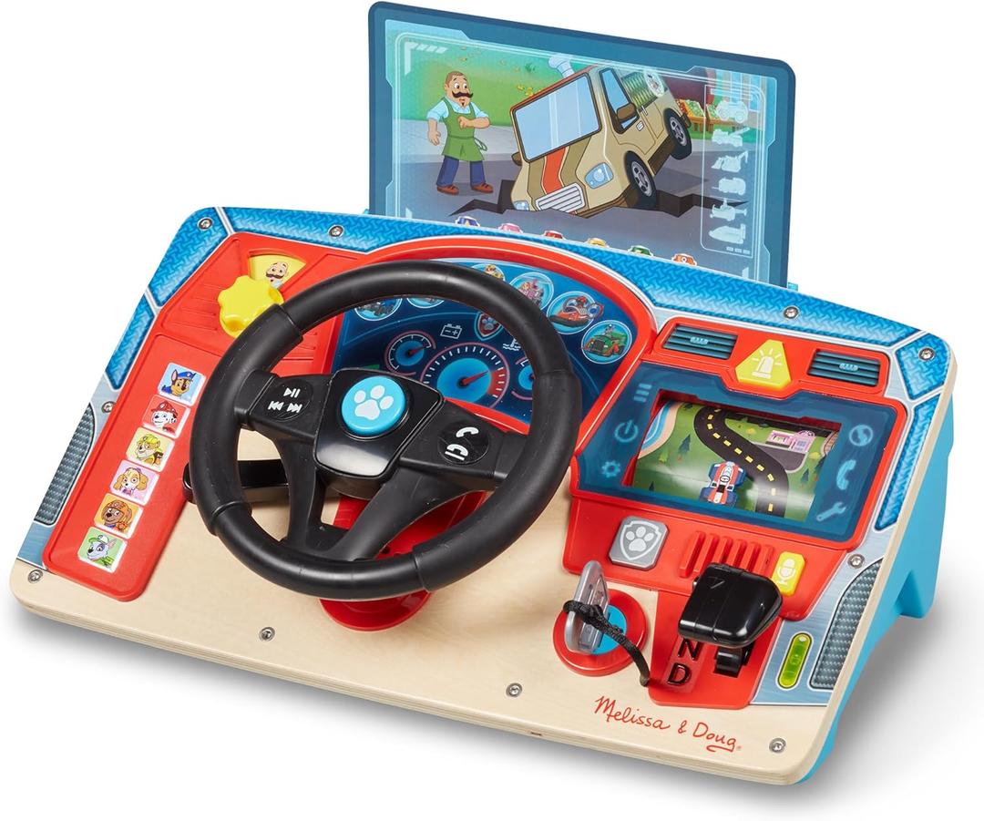 Melissa & Doug PAW Patrol Rescue Mission Wooden Dashboard - Kids Activity Board, Toddler Sensory Toys, Pretend Play Driving Toy, Paw Patrol Toys for Kids Ages 3+