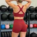 YEOREO Sports Bras for Women Medium Support Racerback Padded Running Bra Tracii Square Neck Wireless Workout Gym Crop Top (Red, M)