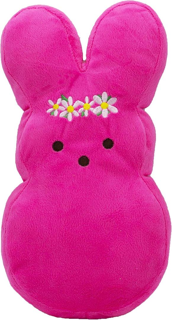 Peeps for Pets Plush Bunny Toy for Dogs | Embroidered, Soft, Stuffed, & Squeaky | Large, Pink Flower, Dog Toy is a Fun and Cute Way to Entertain Your Pet (12 Inch)
