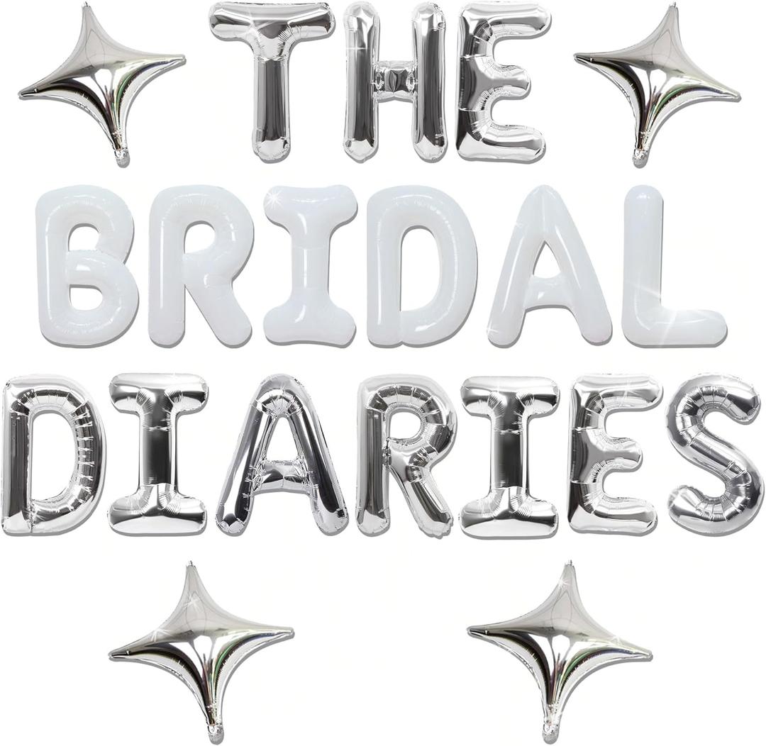 The Bridal Diaries Silver Balloons Banner Princess Diaries Bachelorette Party Decorations Bride To Be Balloons Bridal Shower Decor Wedding Engagement Party Photo Props