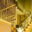 ZIMINGU Icicle Diwali Lights Outdoor, Christmas Hanging Window Curtains Dangling 16.4FT 216LEDs 8 Modes Weeping Willow Ceiling Fairy String L