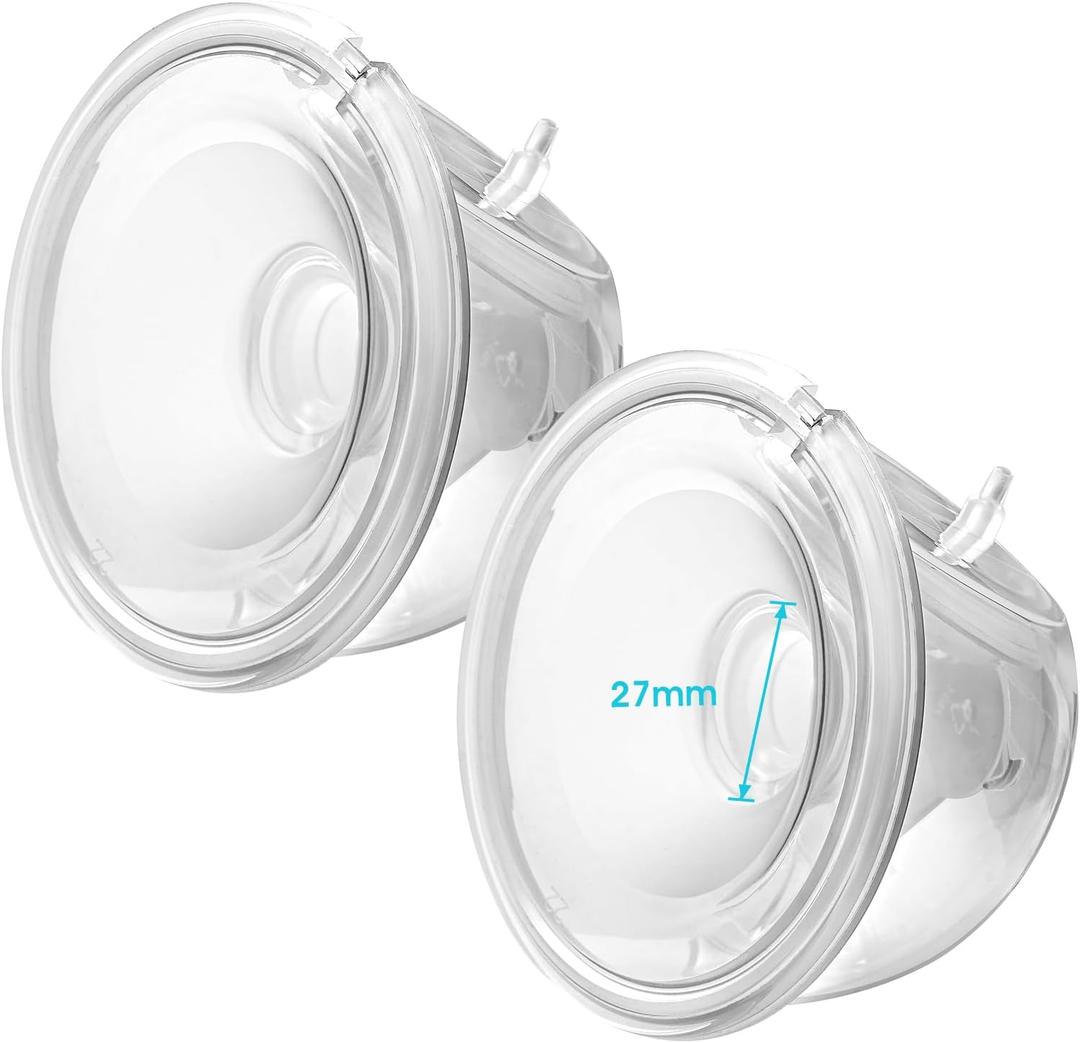 Double Wearable Breast Pump Parts 27mm Milk Collector Cup Compatible with Momcozy S9 Pro|S12 Pro Wearable Breastpump Incl 27mm Flange Use with S9 Pro|S12 Pro Parts/Accessories Replacement