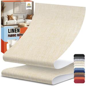 Linen Fabric Repair Tape 4.7x63 Inch, Self Adhesive Couch Patch Repair Fabric Tape for Furniture, Linen Patch Kit for Couch, Carpet, Upholstery, Chair, Sofa, Cushion, Bag (Dark Beige)