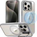 ESR for iPhone 15 Pro Case, Compatible with MagSafe, Military-Grade Protective Case, Built-in Stash Stand Phone Case, Scratch-Resistant Back Cover, Classic Series, Clear Grey