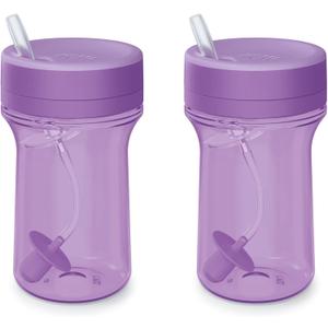 NUK Everlast 2.0 Weighted Straw Cup, 10 oz (Purple)