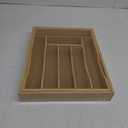 Expandable and Adjustable Bamboo Drawer Organizer Tray - Cutlery Drawer Organizer for Kitchen Utensils, Silverware Organizer with Dividers, 7-9 Slots with Curved Grooves (Natural)