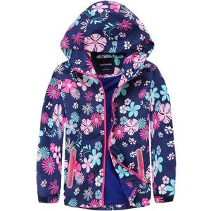 M2C Girls Outdoor Waterproof Floral Fleece Lined Windproof Jacket 6/ 7 Navy