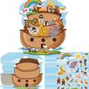Haooryx Easter Noahs Ark Stickers - 12 Sets Make Your Own Noahs Ark Animal Scene Decoractive Stickers Self-Adhesive Waterproof Vinyl Page Activity Pad Easter Birthday Holiday Party Favor DIY Event