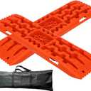 Off-Road Traction Boards with Jack Lift Base, Set of 2 Recovery Tracks for Sand, Mud, Snow Tracks - Tire Traction Pads for RV Truck 4X4 Jeep SUV Emergency Tire Traction (Orange)