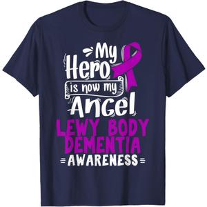 Lewy Body Dementia Tee - Purple Awareness Ribbon T-Shirt, M