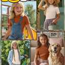 LessonZoo 3 Pack Girls Shirts Short Sleeve Mock Turtleneck Cotton Cute Lettuce Trim Summer Tops 5-14Y Kids Clothes(Black, Cream, Pumpkin,11-12 Years)