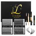 Lash Clusters,Eyelash Clusters Kit 576 PCS,Natural Mink,False Eyelashes Extension Kit With Bond And Seal,Applicator,Remover,Brush,Wispy,D Curl Lashes,20D,30D,40D,50D,8-16MM-0.07D,DIY At Home