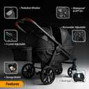 Wagon Stroller for 2 Kids, All-Terrain with Removable UV-Protection Canopy , Adjustable Push/Pull Handle, Snack Tray & Cup Holders, Perfect for Baby and ToddlerBlack)