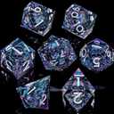 DND Skull Dice Set 7PCS Necromancer Polyhedral Dice for Dungeons Dragons RPG Role Playing Game, Resin Sharp Edged D and D Dice with Gift Box D6 D8 D10 D12 D20 (Green Purple)