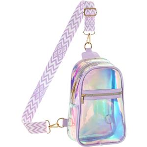 PACKISM Clear Bag for Stadium Events - Clear Sling Bag for Sport Concert, Clear Crossbody Bags for Women with Comfortable Strap (Purple)
