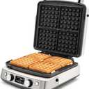 GreenPan Elite 4-Square Waffle Maker, Ceramic Nonstick Plates, Cream White