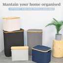 LONBET Toilet Paper Storage for 12 Rolls, Stackable & Foldable - The Ultimate Bathroom Organizer - Waterproof Basket with Bamboo Lid - Elegant Toilet Paper Storage Holder, Gray