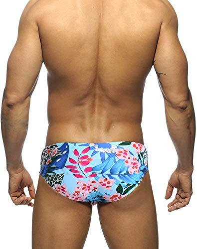 MIZOK Men's Ployester Swimsuit Bikini Briefs with Adjustable Drawstring, M