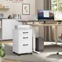 VASAGLE Mobile File Cabinet, 3 Drawers Filing Cabinet with Wheels, for Home Office, for A4, Letter Sized Documents, Adjustable Hanging Rail for File Folders, Cloud White UOFC065WB02S