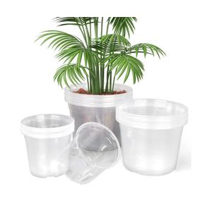 6/8/10 Inch Large Clear Nursery Pots with Drainage, 24 Pack Plastic Plant Pots for Seedlings Flowers Succulents Vegetable, Indoor Outdoor Gardening (6/8/10 Inch-24Pack)