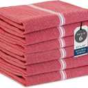 LANE LINEN Kitchen Towels Set - 100% Pure Cotton Dish Towels for Kitchen, Super Absorbent Kitchen Hand Towel, Tea Towels, Soft & Durable Dish Cloths, Pack of 6 – 14”x25”, Red