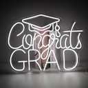 Congrats Grad White Neon Sign 16.512.6 in Crisp LED Backdrop for Grad Photos, 6000K Bright Light, Dimmable with Wired Dimmer, Includes Wall Anchors Tech Grad Gift