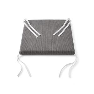 12×15 Inch Gray Corduroy Chair Pad, Soft Non-Slip Dining Seat Cushion with Ties for Kitchen, Office, and Patio Furniture