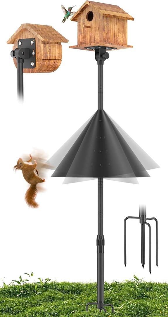 79 Inch Bird Feeder Pole,Heavy Duty Bird Feeder House Stand with Squirrel Proof Baffle for Outside Garden (Bird House NOT Included)