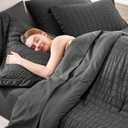 CozyLux Queen Comforter Set Dark Grey Seersucker 7 Pieces Bed in a Bag Queen Comforter Set with Sheets, Dark Gray Luxury Soft Bedding Set with Down Alternative Comforter, Sheets, Pillowcases & Shams